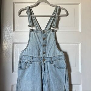 Light wash denim overalls